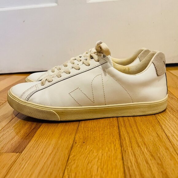 VEJA Low Esplar Leather Lace-Up Sneakers | White Great Condition Size 9 - Picture 9 of 16